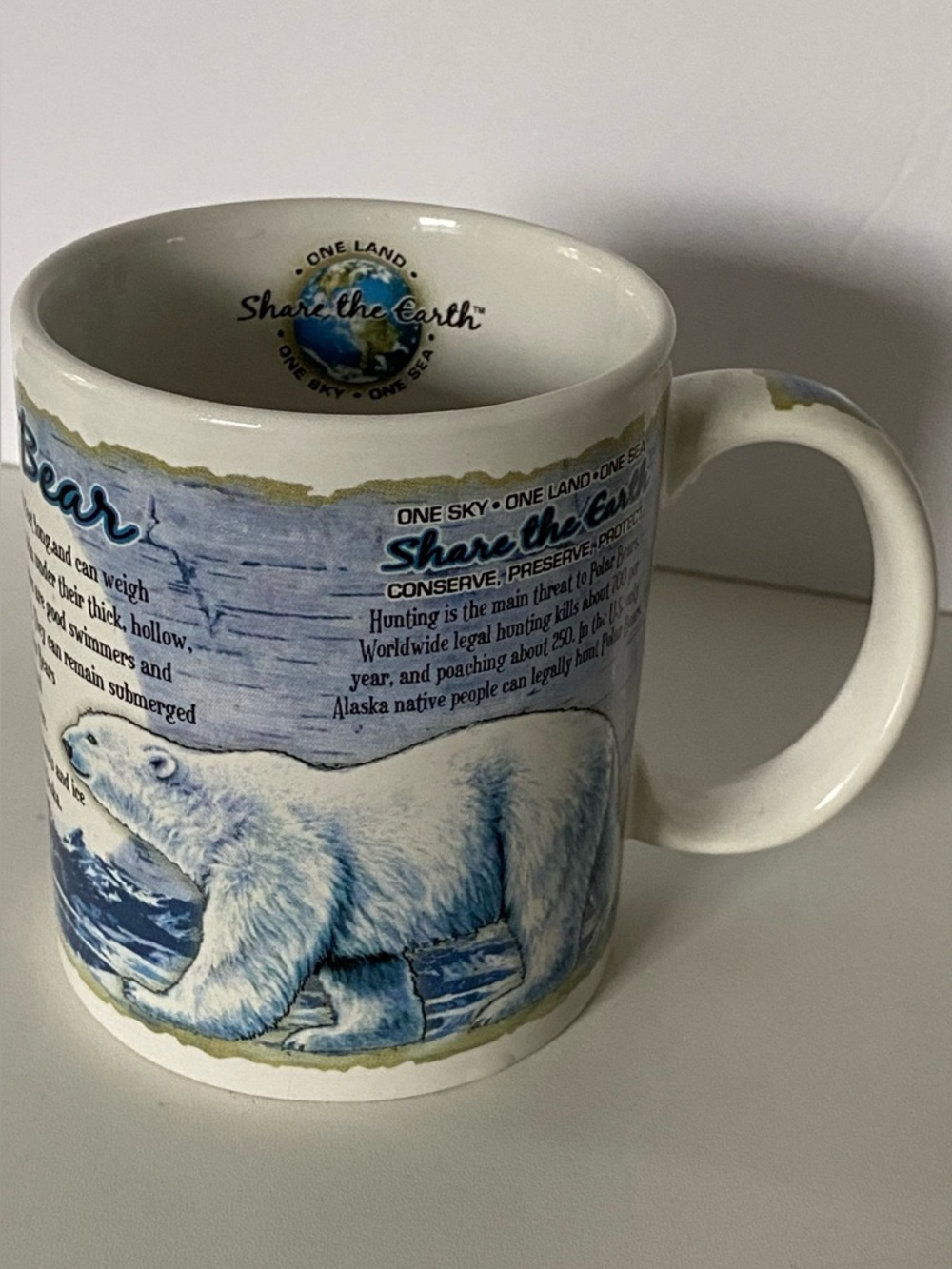 Polar Bear Mug Vintage USA Facts Polar Graphics Ceramic Bear Lore Coffee Tea